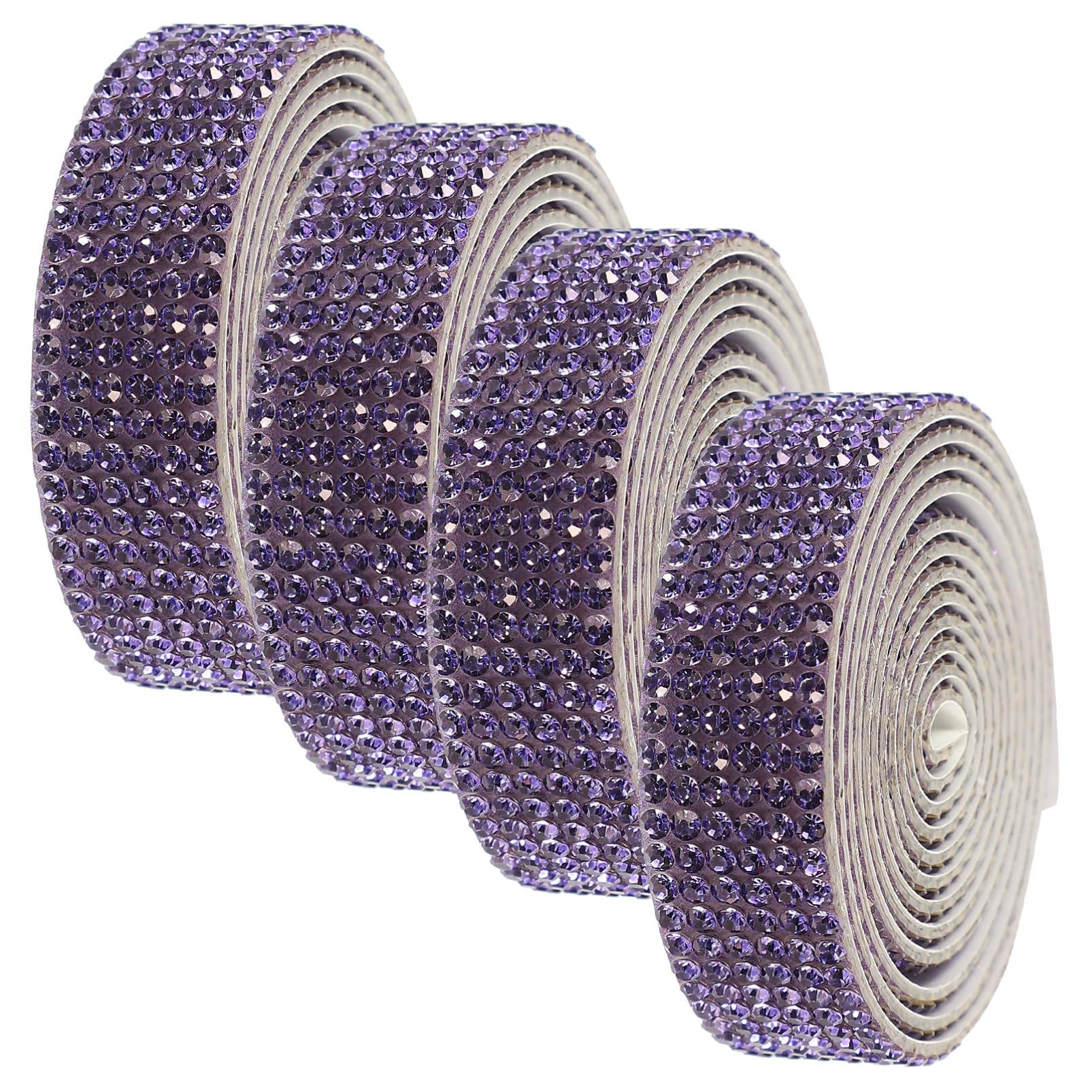 SHINEOFI 12 Rolek Klej Rhinestone Naklejki Smycz Samochodowa Dla Nowożeńców Pas Aplikacja Bling Rhinestone Naklejki Akcesoria Samochodowe Dekoracje Ślubne DIY Self Panna Młoda Fioletowy