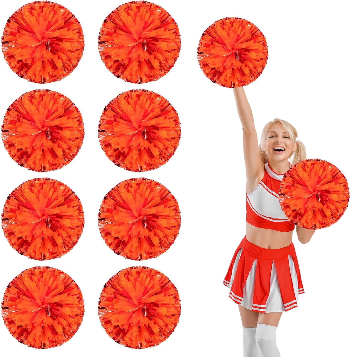 8 Pcs Cheerleading poms,pom poms Cheerleading with Four Finger Payment Cheer Pom Pomsfor Dance, Matches, Team Spirit Sports