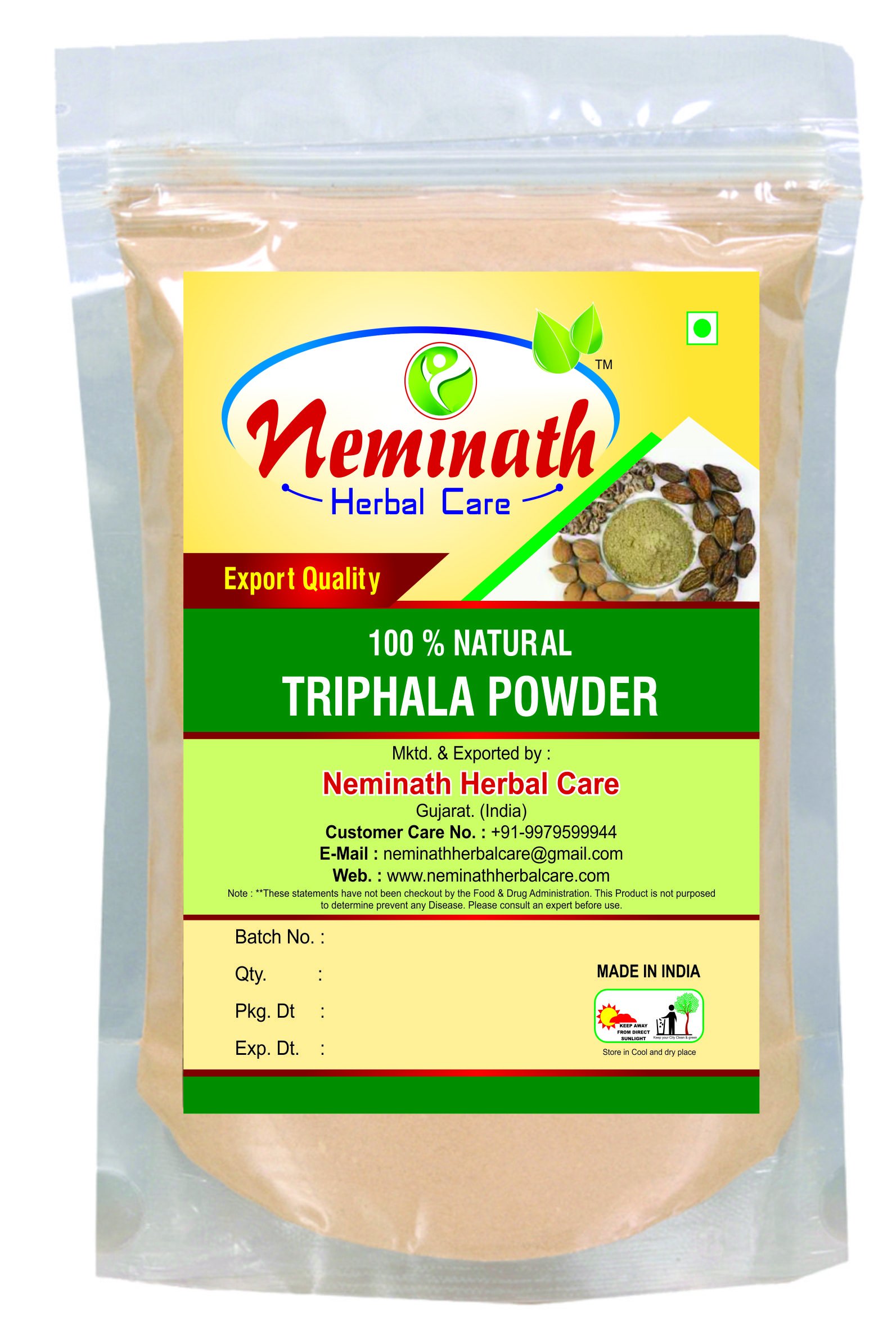 neminath herbal care Triphala Powder to Prevent Hair Fall (0.22 lb)/3.5 Ounces for Healthy Hairs