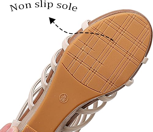 Miniatura 6 de Sandalias de gladiador para mujer con cremallera y tiras de cuña romana, zapatos romanos para niñas
