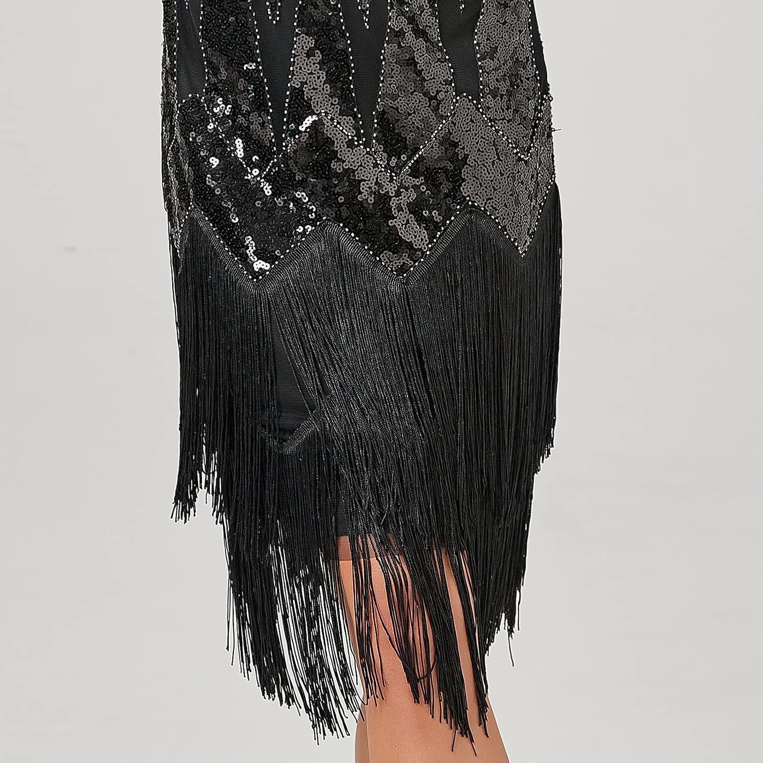 Women's Plus Size Flapper Dress Fringe Glitter Beaded Swing Roaring 20s Gatsby Short Sequin Masquerade Dresses