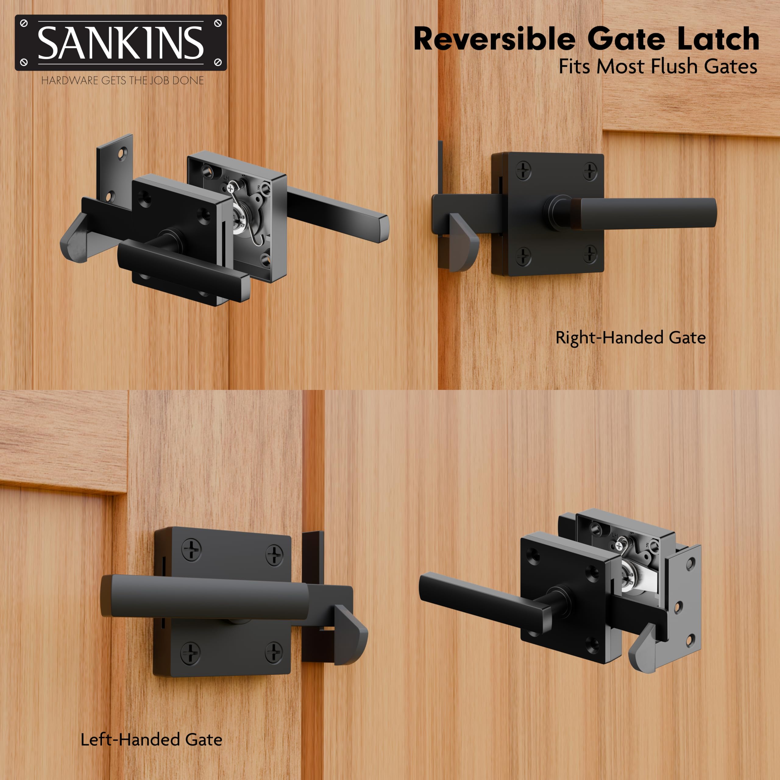 Sdstone Gate Latch Heavy Duty voor houten hek, aluminium dubbelzijdige