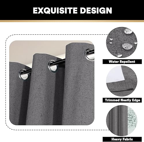 Miniatura 241 de PrinceDeco Cortinas opacas 100% para dormitorio, cortina de lino para puerta corrediza de cristal, cortinas opacas extra anchas con ojales Arena