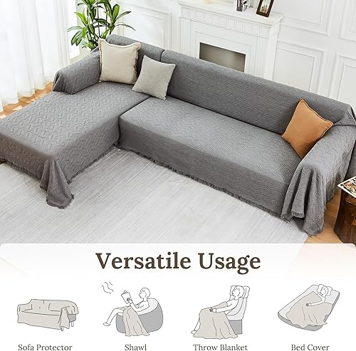 Miniatura 5 de Fundas de sofá modular para sofá modular en forma de L, manta de 2 piezas, funda de sofá seccional, protector de muebles en forma de L (gris claro,