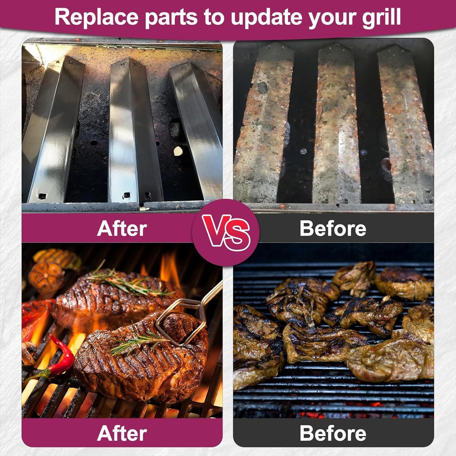 95051 Stainless Steel Heat Plate and 19.75" Cooking Grill Grate Replacement Parts for Chargriller Charcoal 3001, 3008, 3030, 4000, 5050, 5252, 5650,9020 Gas Grill