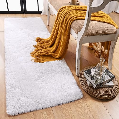Rtizon Alfombra de pasillo suave para dormitorio 2 x 6 pies alfombra esponjosa con parte inferior antideslizante para pasillo mesita de noche sala
