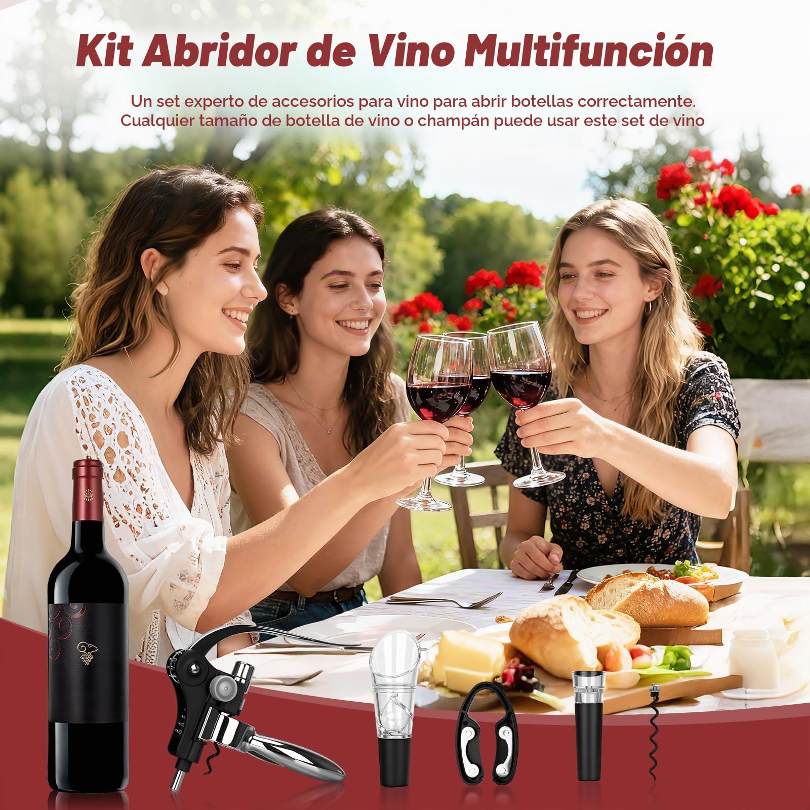 Sacacorchos Set Vino Accesorios 5 Pcs ZUSUZU, Abridor de Vino, Set de Accesorios para Vino, Abridor de Vino de Conejo, con Caja Regalo, Juego de Sacacorchos para Amantes del Vino