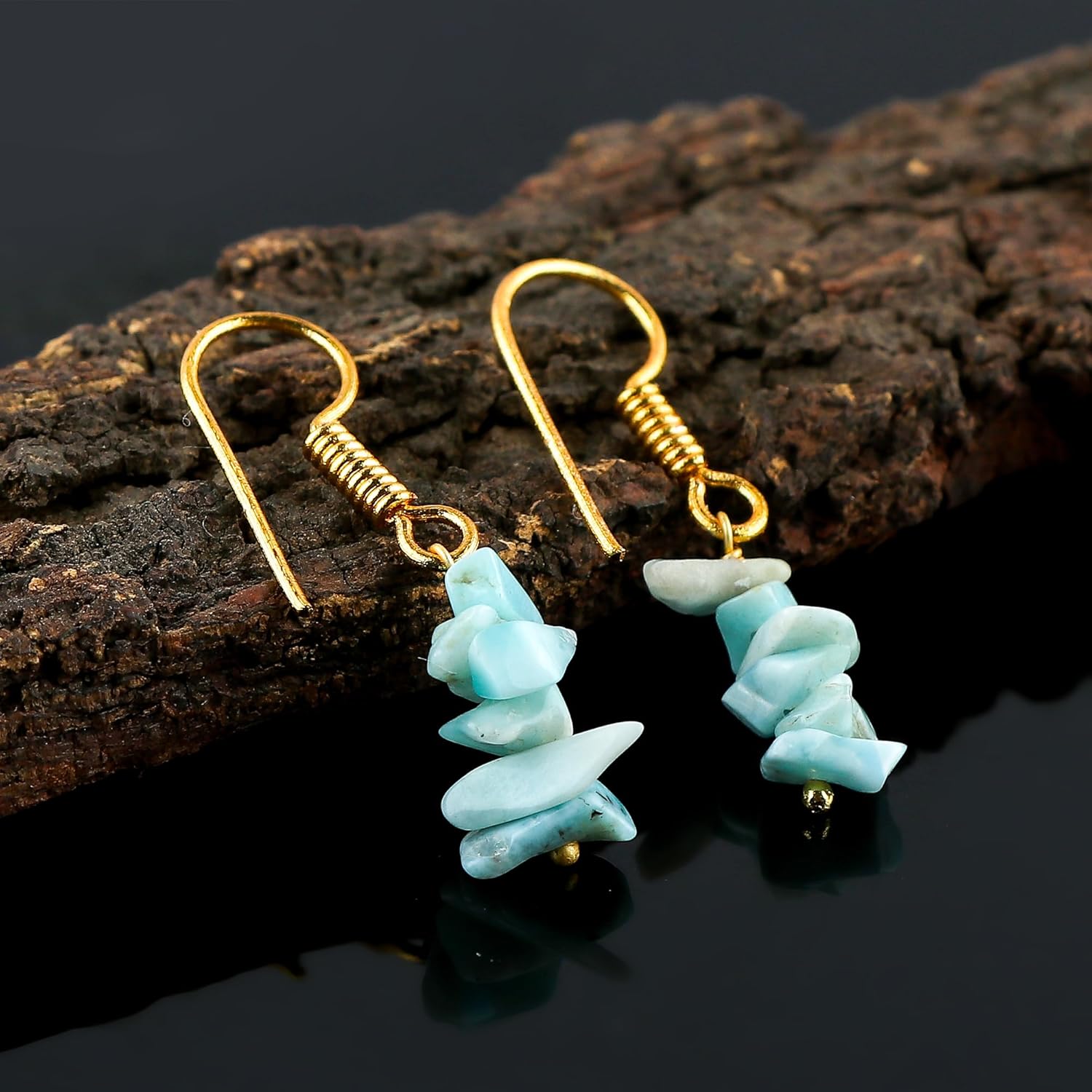 Gemstone Chips Dangling Earrings, Stone 2-3 MM, Gold Plated, Handmade Jewelry, Healing Crystals, Polished Nuggets Stones, Women Earrings, Gemstone Jewellry - Image 4