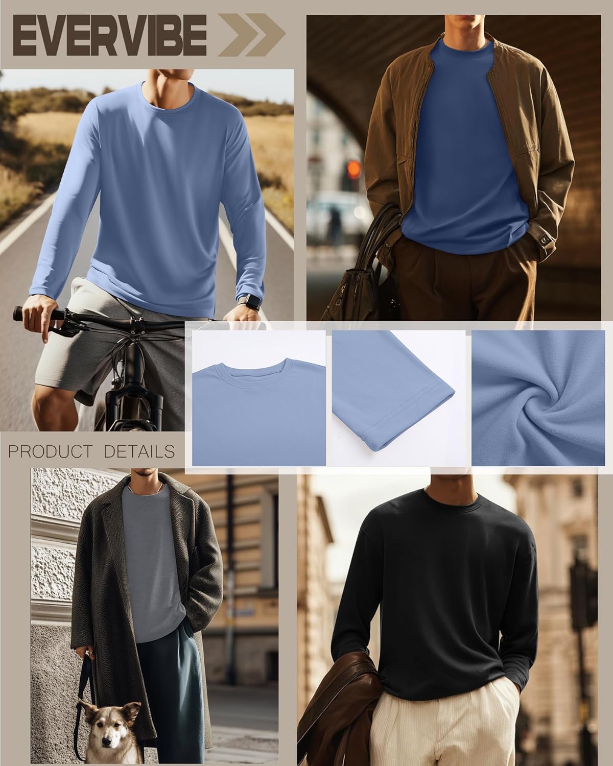 4 Pack Mens Big and Tall Thermal Shirts Fleece Lined Long Sleeve Loose Fit Undershirts Crewneck Casual Plus Size Top - Image 5