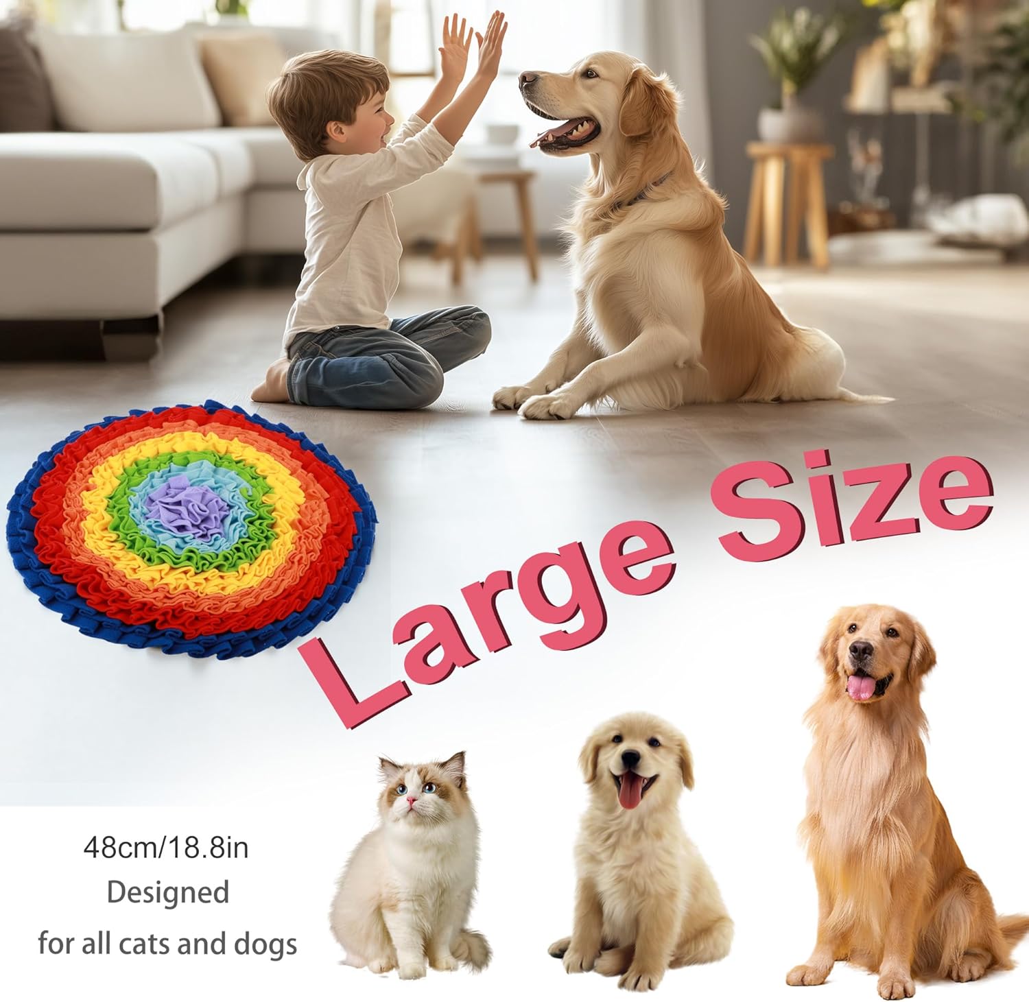 2 Pcs Snuffle Mat for Dogs, Pet Slow Feeding Interactive Toys for Smell Training, Foraging Skills, Suitable for Puppy or Cat (Large 45cm)