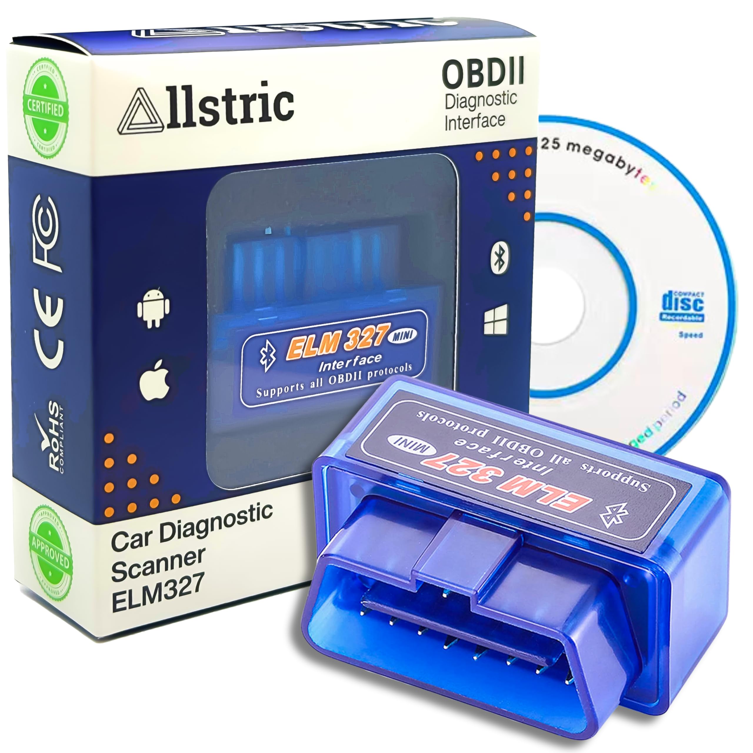 Allstric® Obd2 Diagnosis Coche Multimarca. ELM 327 Lector y Herramienta de Análisis y Diagnostico. Obd2 Bluetooth OBD Original para Escaner. Maquina Diagnosis Coche de Fallos y Errores. — view 8