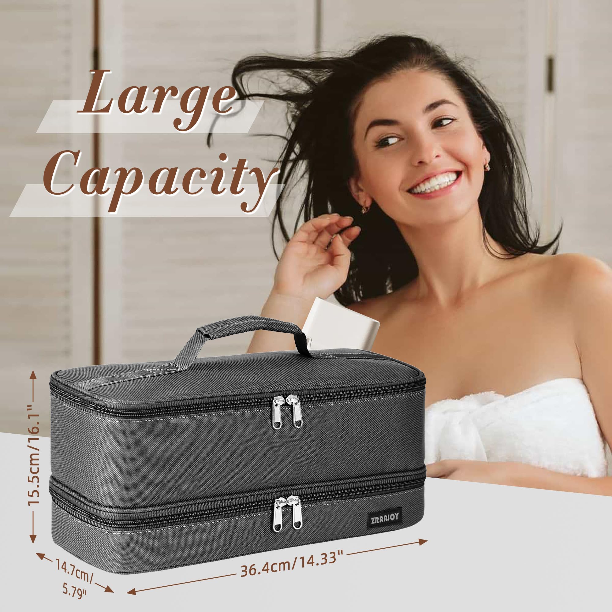 ZRRAJOY Double Layer Storage Case For Shark Flexstyle, Travel Carrying Case For Shark 430/440 Flexstyle, Organizer Bag For Shark Flexstyle/Dyson Airwrap Styler Attachments (Grey)