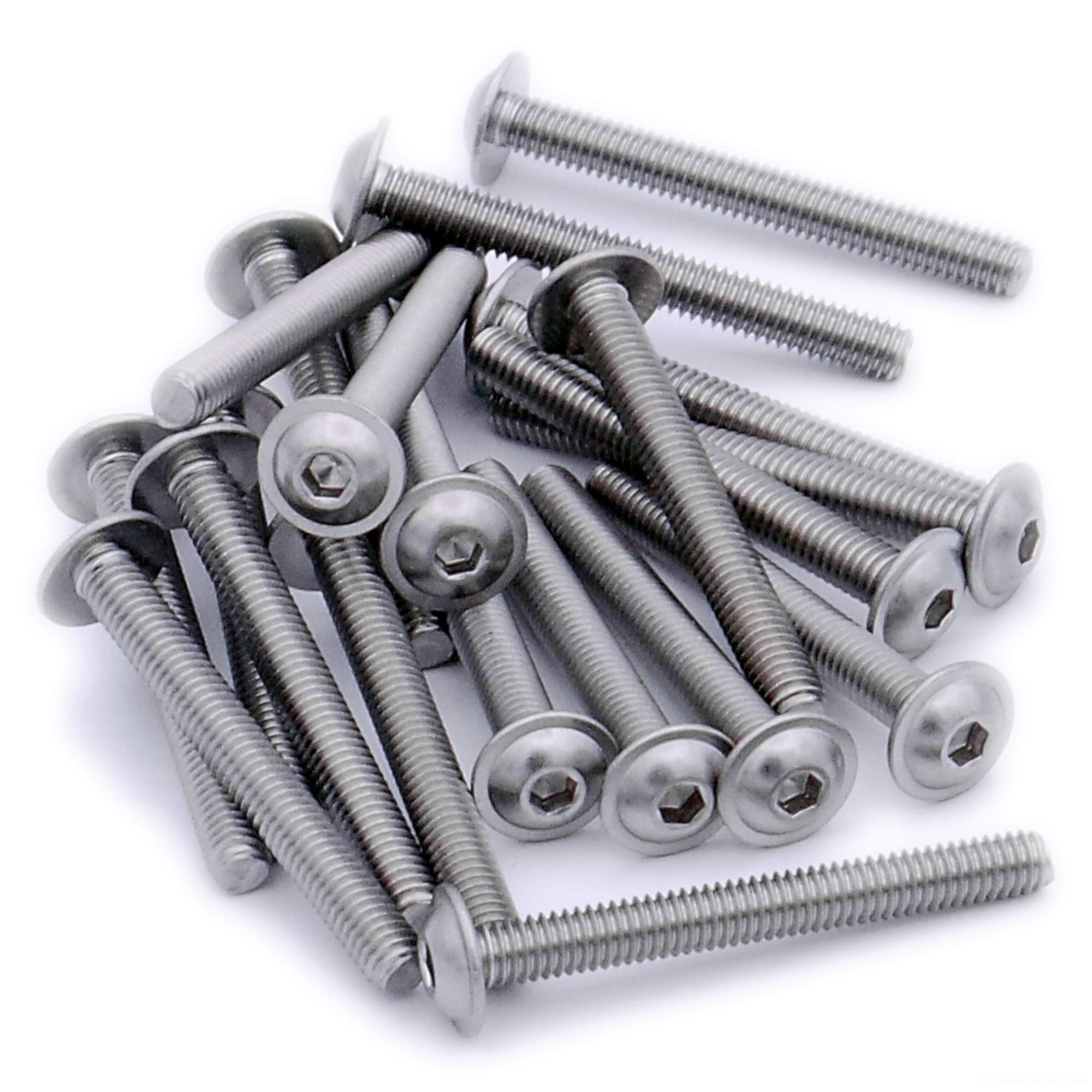 Singularity Supplies Silver M3 (3Mm X 10Mm) Flanged Hex Socket Button Machine Screw (Bolt) - Stainless Steel (A2) (Pack Of 20)