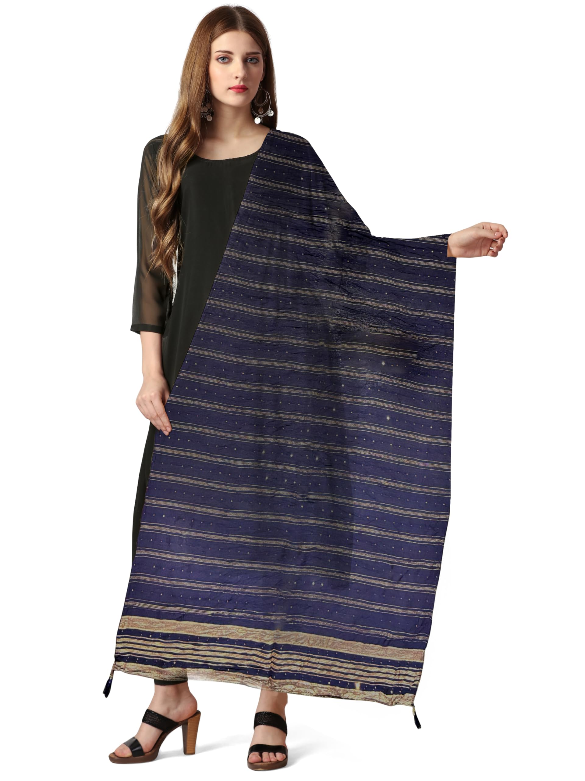 mehrang Women's Printed Chiffon with Handwoven Silk dupatta for Women-picture-48