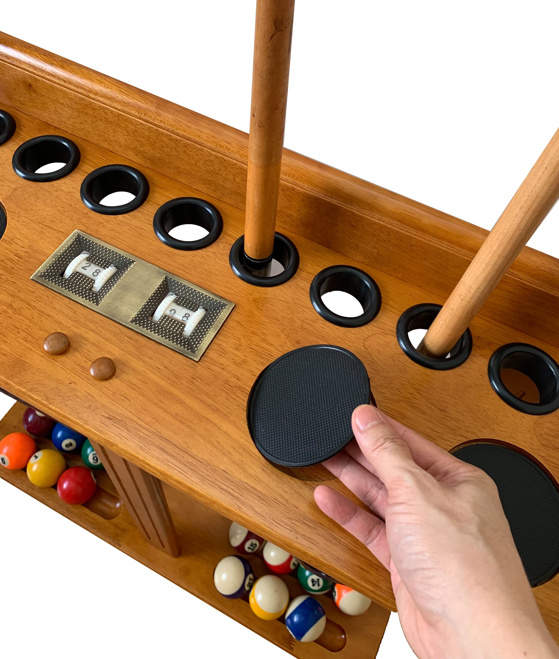 Pool Queue Holder Solid Hardwood Pool Cue Rack - Holds 9 Cues With ...