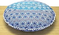 Vista 6 de CRAFT KALA Funda de almohada bohemia redonda grande de 32 pulgadas, funda de puf bohemia con mandala, funda de almohada de meditación, funda