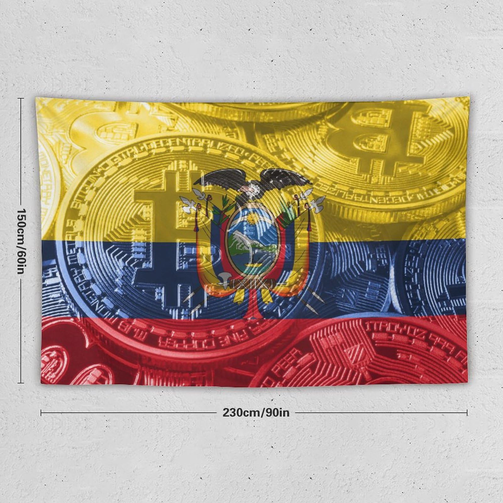 Amazon.com: TecEr Ecuador Flag Bitcoin Tapestry Wall Hanging National Flag  Tapestry for Room Bedroom Dorm Aesthetic Decorations, 60