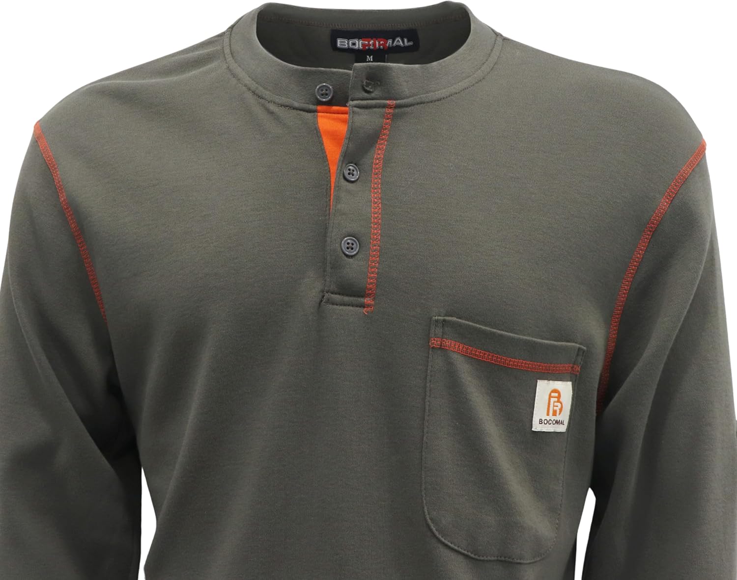 BOCOMAL FR Shirts Flame Resistant Henley Shirt NFPA2112/CAT2 7oz Men's Long Sleeve Fire Retardant Clothing - Image 5