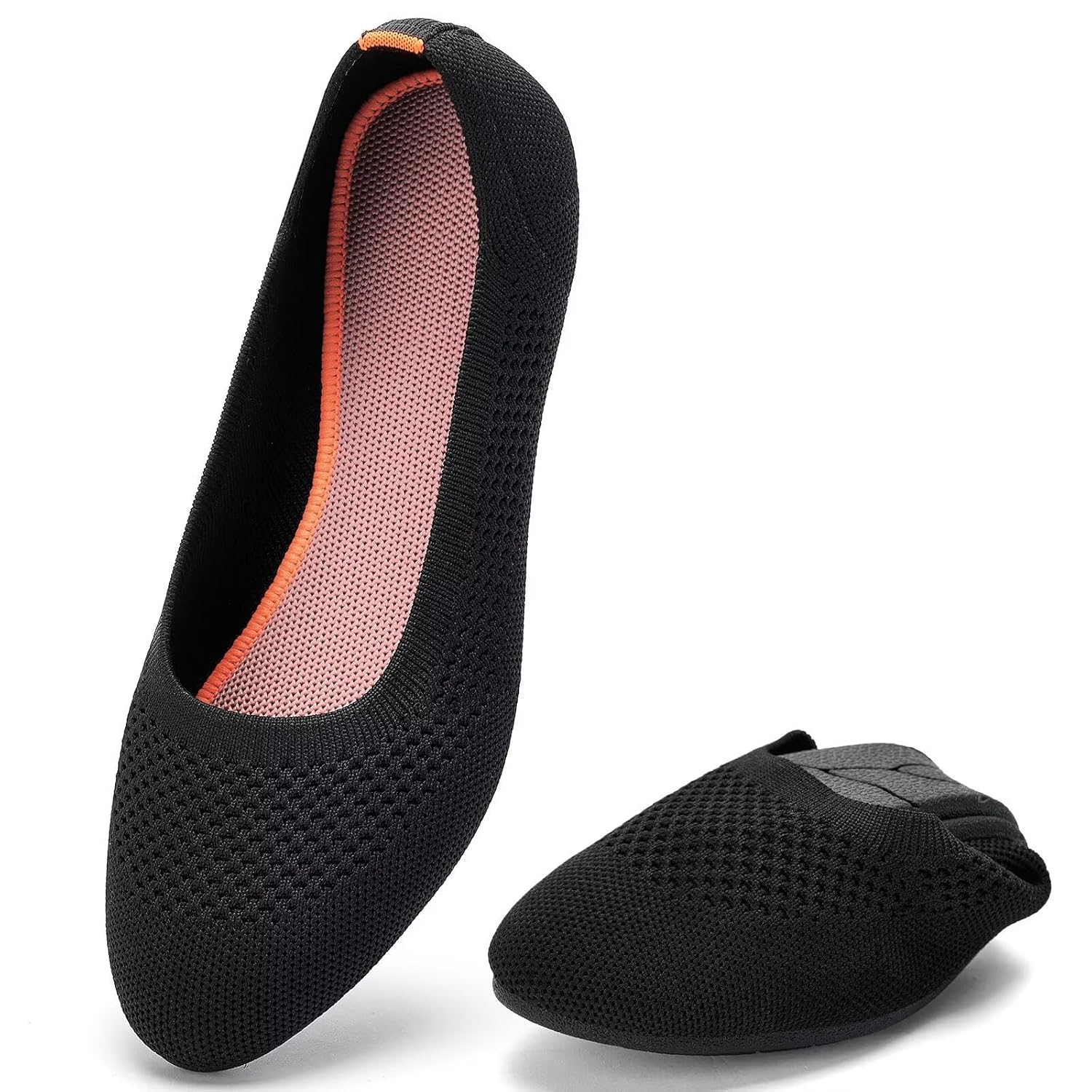 poemlady Womens Ballet Flat Shoes Dress Shoes Knit Round Toe Slip On Ballerina Walking Flats Shoes for Woman