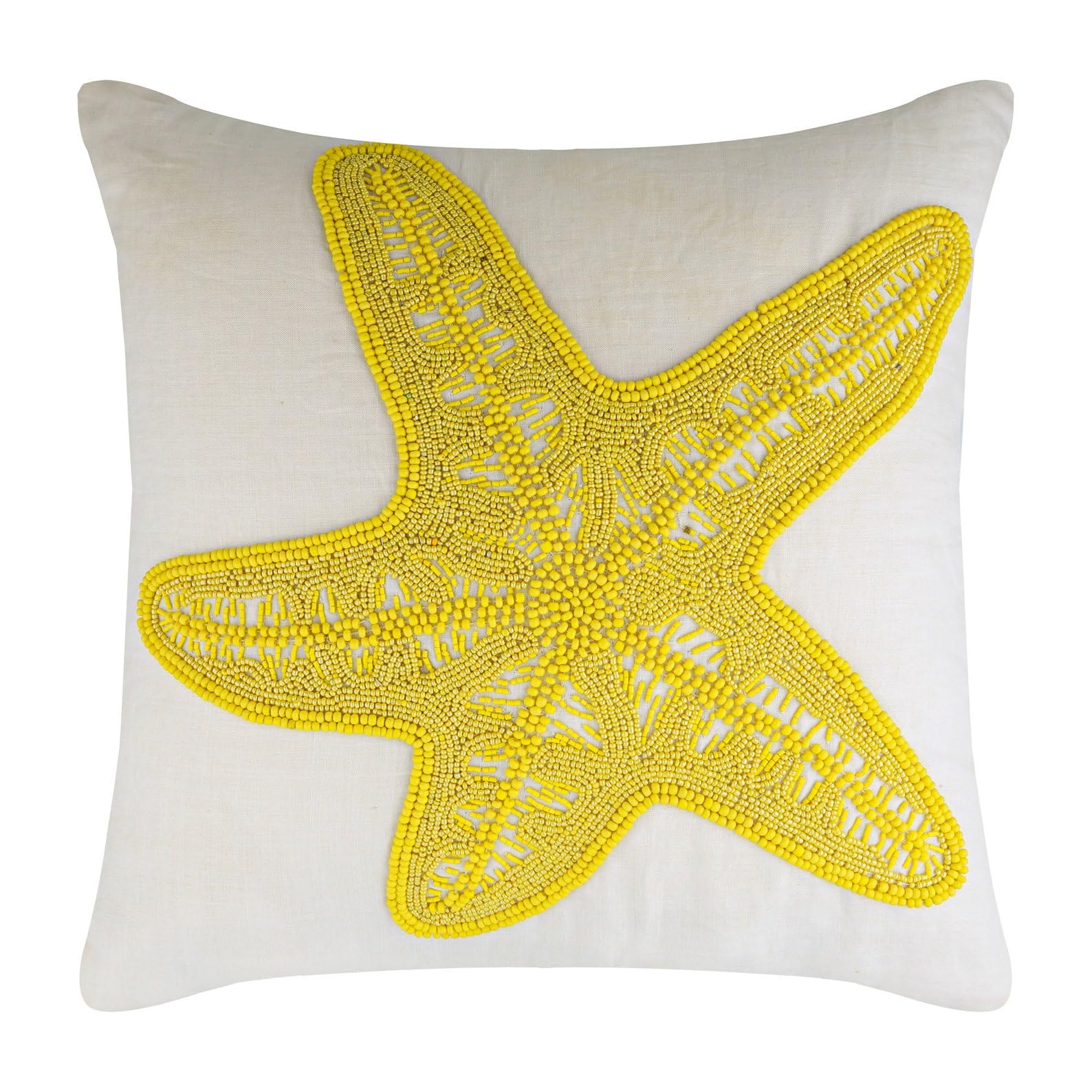 The HomeCentric Decorative Cushion Covers 60 x 60 cm Yellow, Cotton Throw Cushion Covers, Cushion Covers, Contemporary Pillow Cases - Yellow Starfish โ image 1