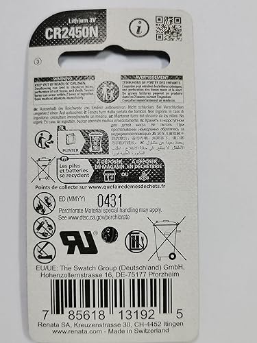 Miniatura 3 de 2 baterías de reloj Renata CR2450N 540mAh 3V de litio de celda de moneda