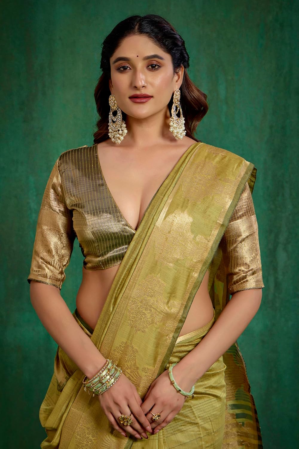 Elina fashion Womens Ready to Wear Saree - One Minute Pre Pleated Indian Saree- With Unstiched Blouse
