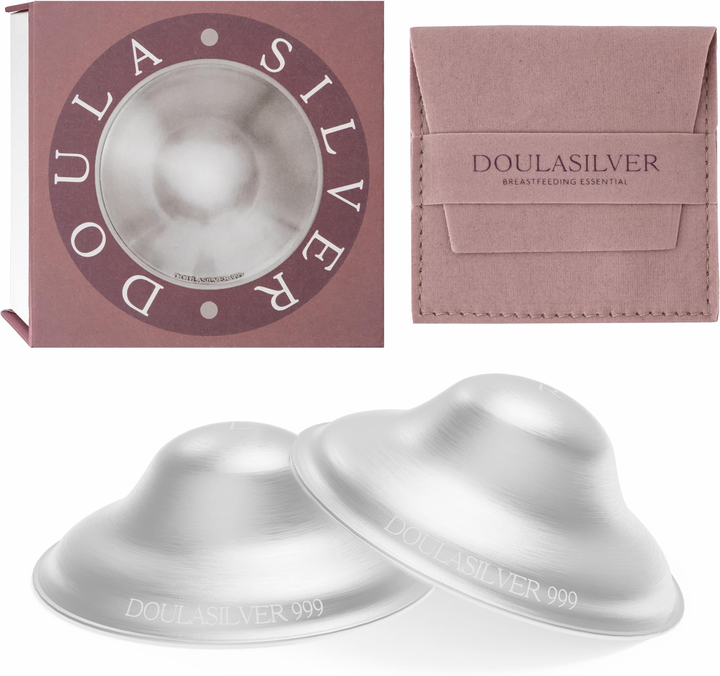 MamaBabyCo 999 zilveren borstvoedingsbekers - de originele tepelschilden voor borstvoeding pasgeborenen - voedingsbenodigdheden - beschermen en kalmeren pijnlijke tepels - nikkelvrij - XL maat (XL