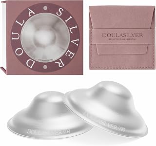 Doulasilver The Original Silver Nursing Cups - Breastfeeding Essentials - Nipple Shield - Breast Feeding - 999 Pure Silver - Nipple Shields for Nursing Newborn - Newborn Essentials Must-Haves