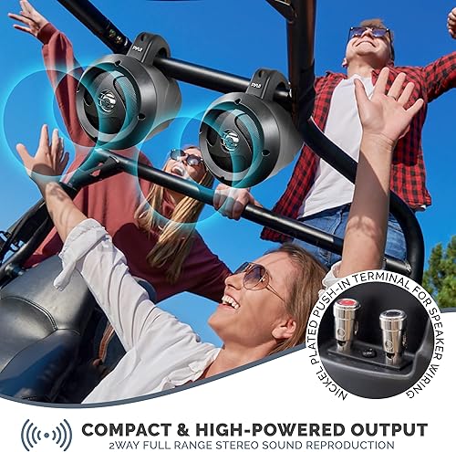Miniatura 5 de Sistema de altavoces todoterreno pasivo impermeable de 2 vías de Pyle - 4 pulgadas 900w de potencia máxima, altavoces de torre de wakeboard de grado