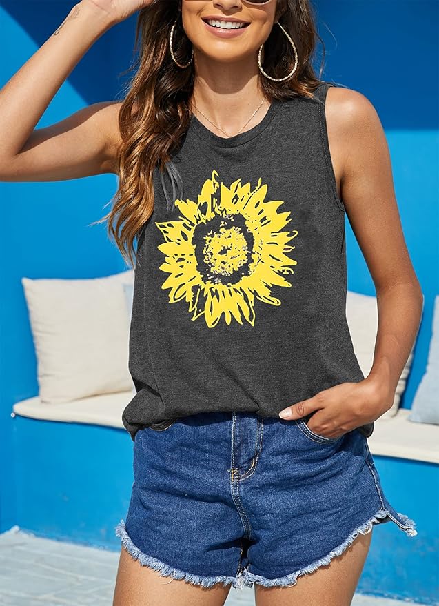 Hount Womens Casual Loose Graphic Comfy Tank Tops 