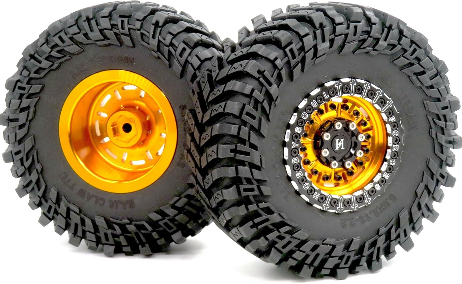HOBBYSOUL All Terrain 2.2 Beadlock Wheels and Tires 127mm Soft Sticky tyre and Aluminium Rims for RC 1/10 Mud Rock Crawler Truck Axial Yeti Capra SCX10 Traxxas TRX4 Upgrades,HS700727