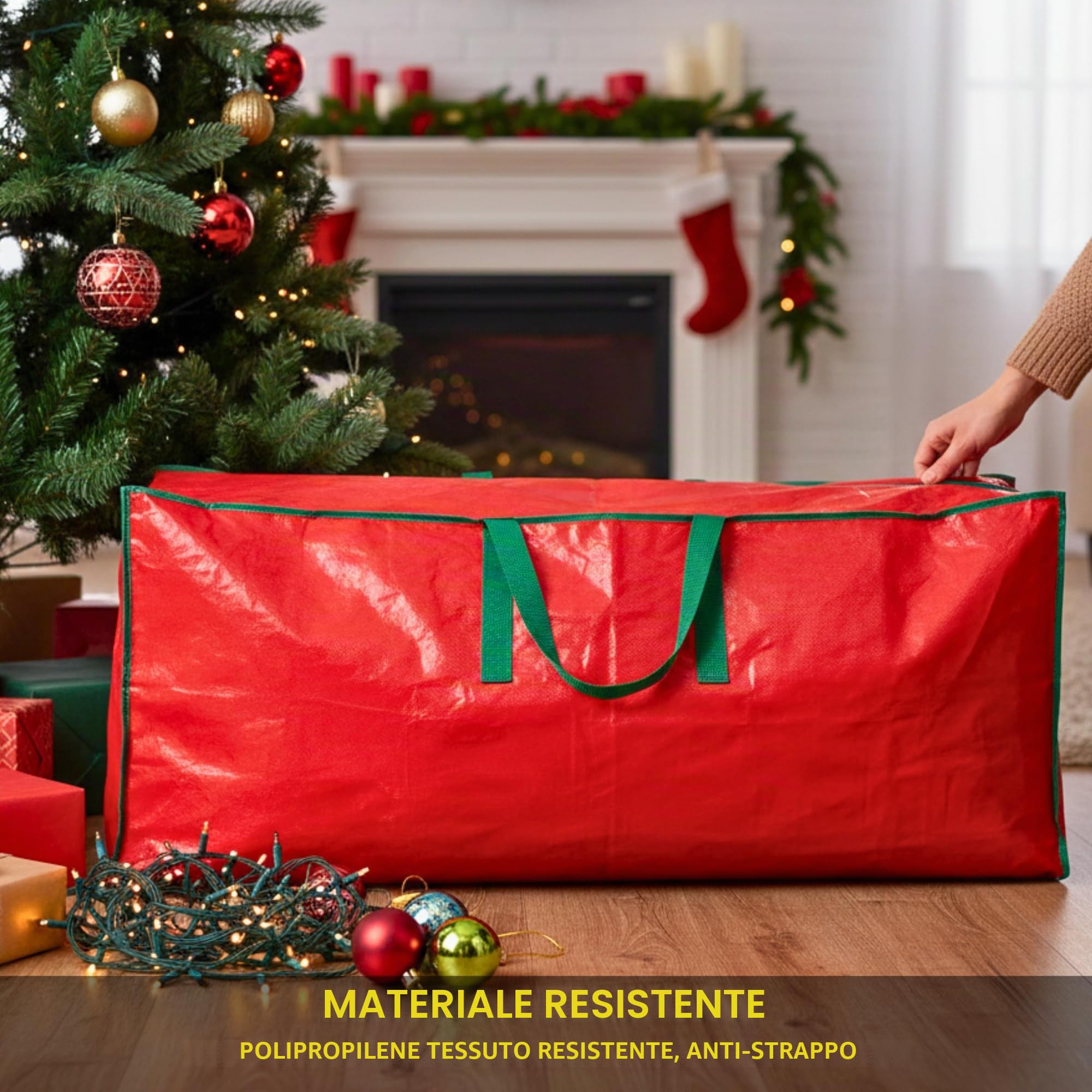 Borsa per la conservazione di alberi di Natale artificiali, smontati, fino a 2,6 m di altezza, resistente, impermeabile, con cerniera e manici per il trasporto