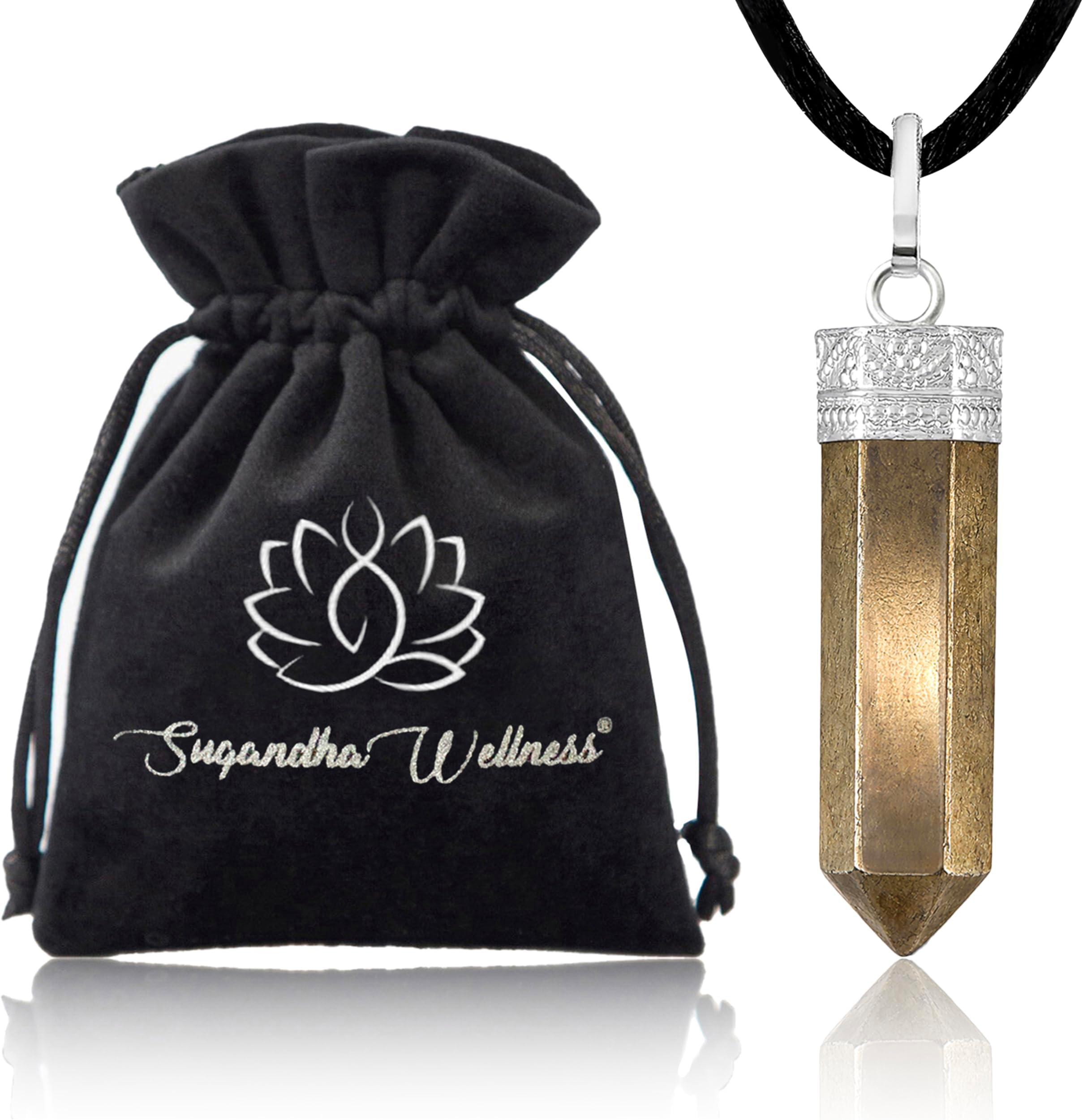 Black Tourmaline Necklace - Natural Healing Crystal Pendant for Powerful Protection from Negative Energy. Stress Relief. Raw Stone Jewelry for Men & Women