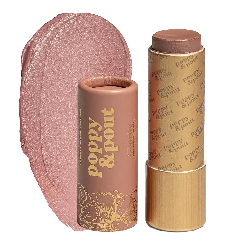Poppy & Pout Bálsamo Labial com Cor Charlie, Tubo de Papelão, Cera de Abelha, Vitamina E e Óleo de Coco
