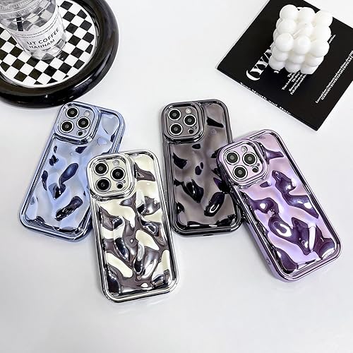 Miniatura 7 de Funda compatible con iPhone para mujeresniñas, bonita funda galvanizada de piedra de meteorito 3D, textura rizada, antiarañazos, a prueba de golpes,