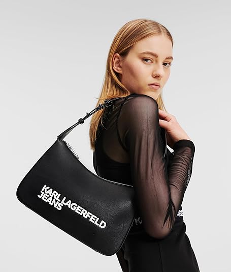 Karl Lagerfeld Outlet: Borsa in pelle sintetica con frange - Nero