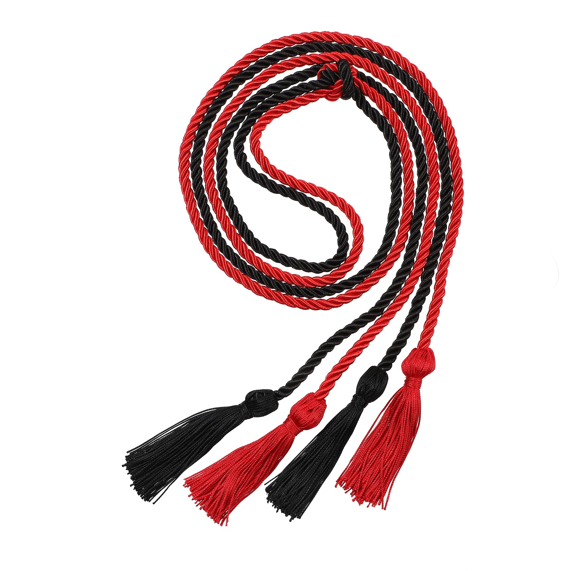 Graduation Double Honor Cords with Tassel, 68" Long (Black+Red)