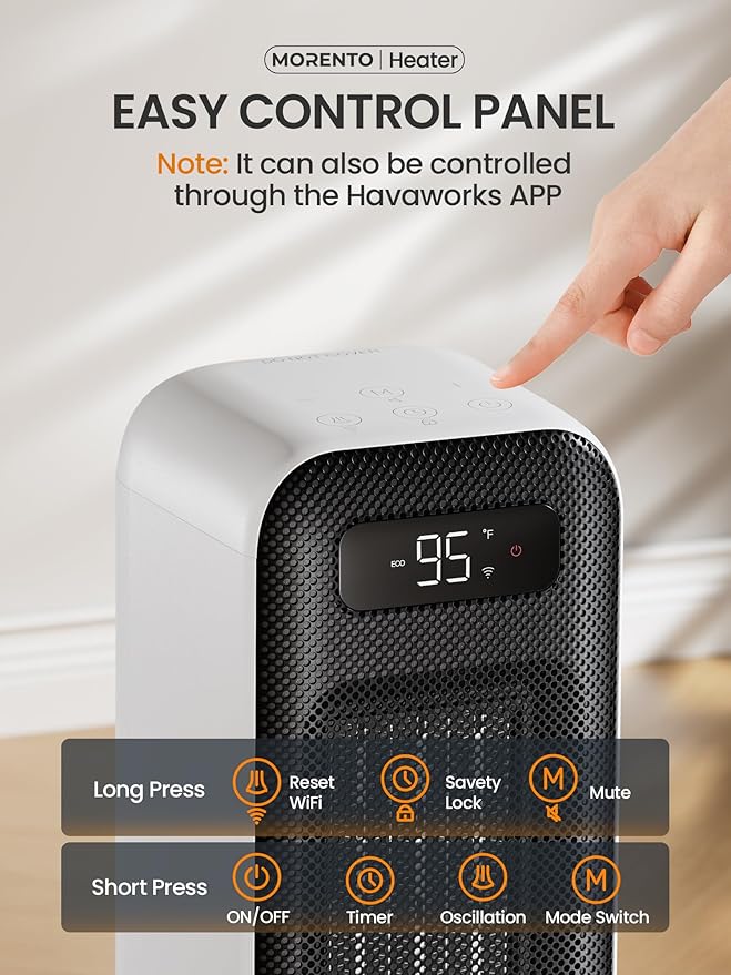 Calefactor Eléctrico Portátil Cerámico PTC 1500W con WiFi y Termostato miniatura 6