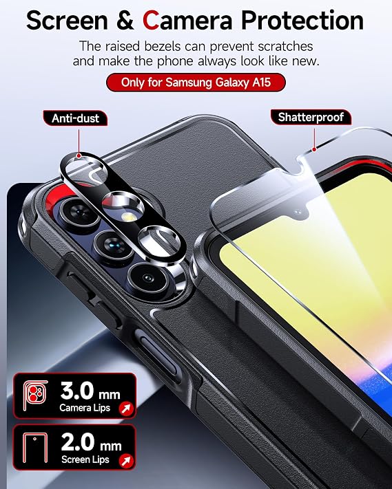 LeYi for Samsung-Galaxy A15-5G Phone Case: Samsung A15 Case, Black