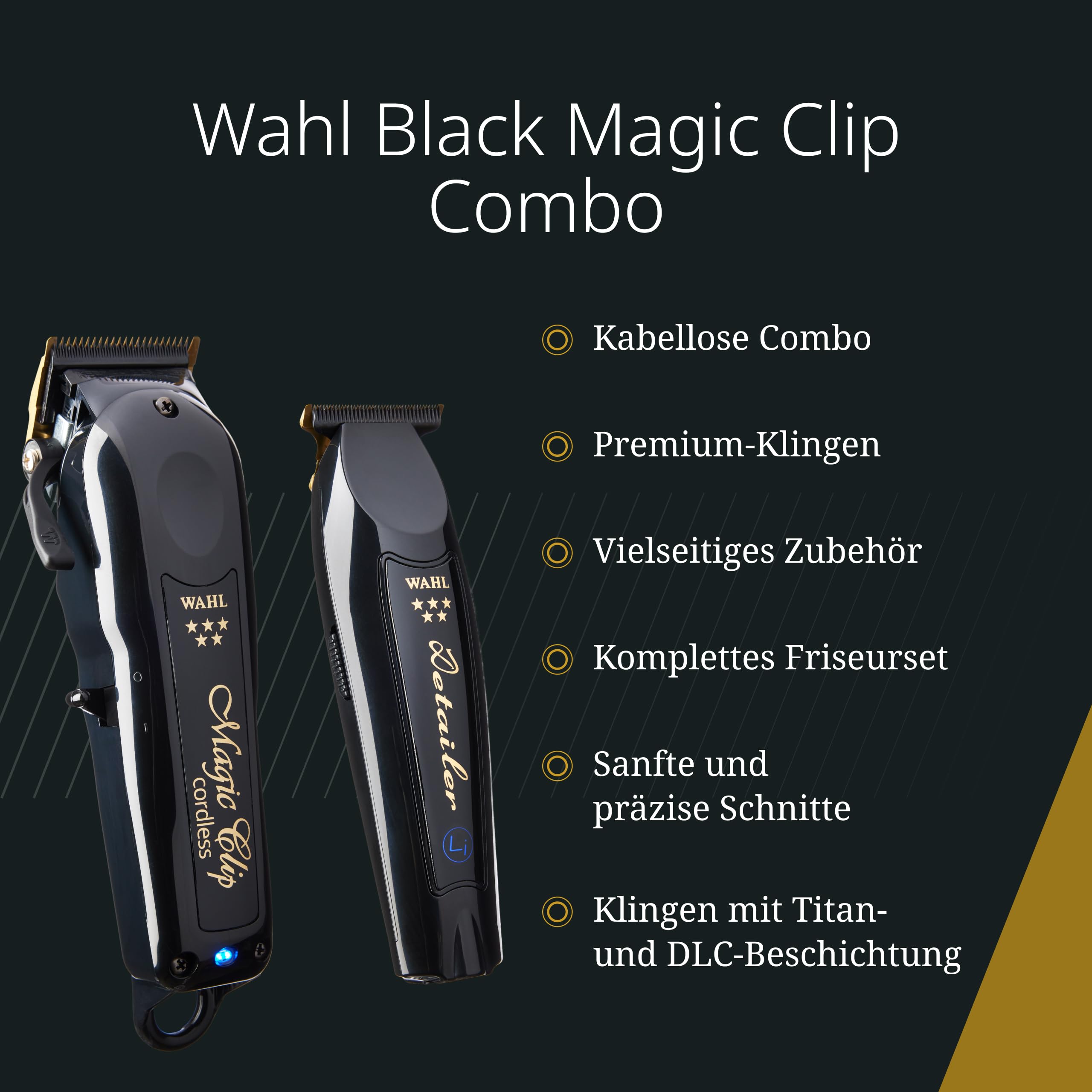 Wahl Kabellose Barber Combo - Mit Magic Clip & Detailer Li - Titan-Klingen - 100 Minuten Laufzeit
