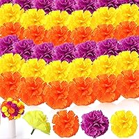 Vista 7 de Yilloog Paquete de 60 claveles artificiales del Cinco de Mayo con tallos de imitación de clavel de flores con pompones, mini hortensias para fiestas