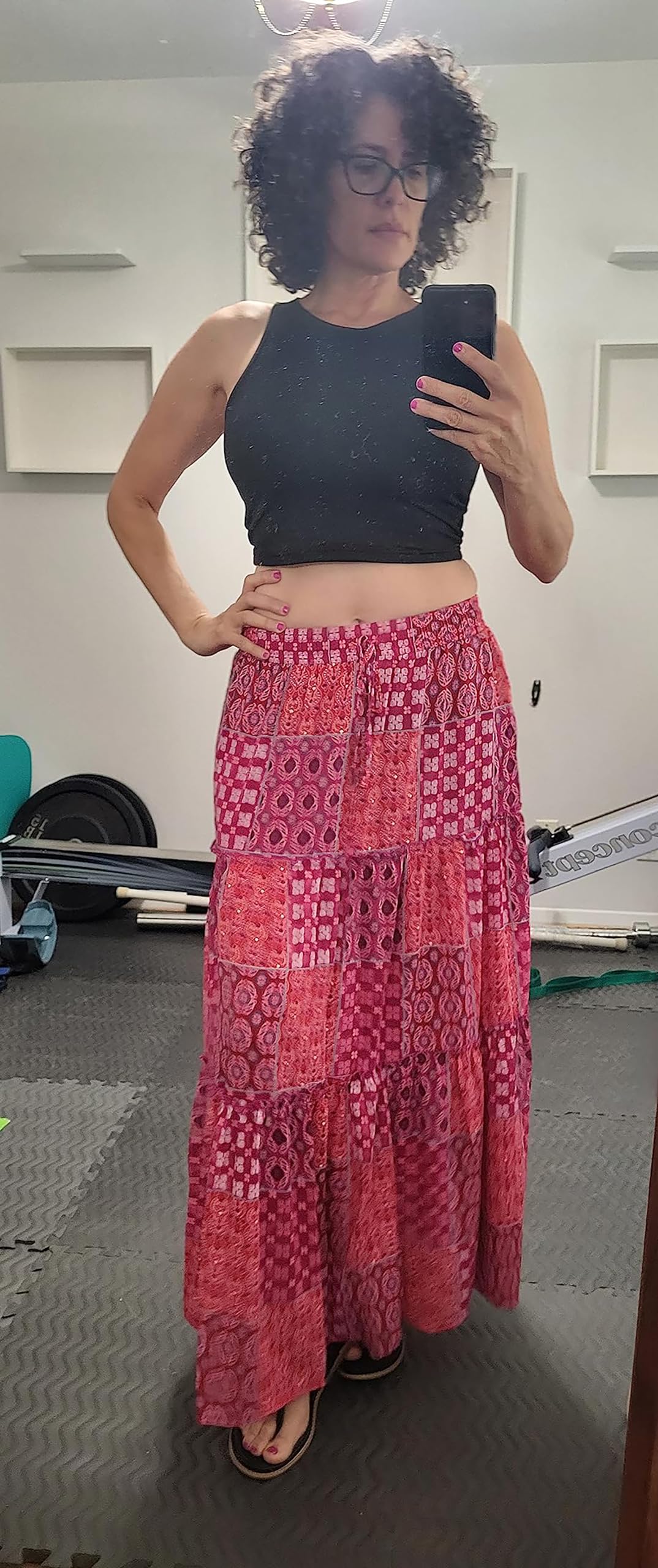 Timuspo Falda larga y elegante para mujer, estilo bohemio, informal, de línea A, color liso, con bolsillos, cintura alta, para la playa, para el tiempo libre