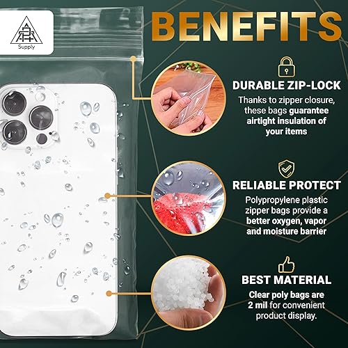 Miniatura 4 de APQ - Paquete de 1000 bolsas de polipropileno con cremallera de 2 x 3 pulgadas de grosor de 2 mil. Bolsas de sellado transparente de 2 x 3. Bolsas