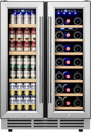 24-inch Dual Zone Wine and Beverage Refrigerator with Glass Door, Holds 21 Bottles and 88 Cans