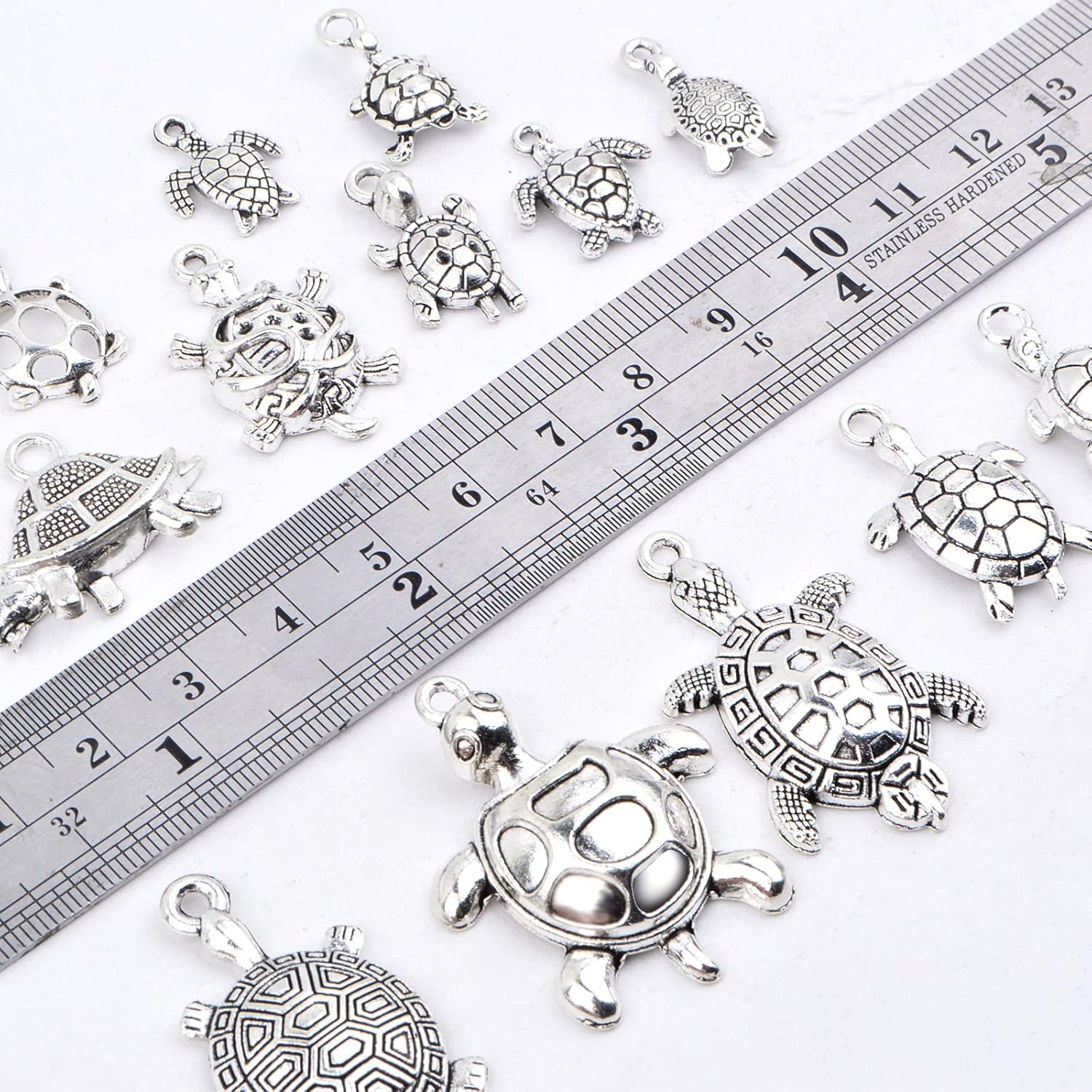 75pcs 15 Styles Tibetan Silver Mixed Turtle Shape Charms Vintage Alloy Sea Turtle Tortoise Dangle Pendants for DIY Necklace Bracelet Jewellery Making Supplies - Image 3