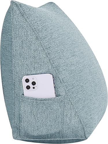 Miniatura 4 de YXCSELL Almohadas de cuña para cabecero, almohada de lectura, almohadas de respaldo para sentarse en la cama, cojín triangular grande de algodón y