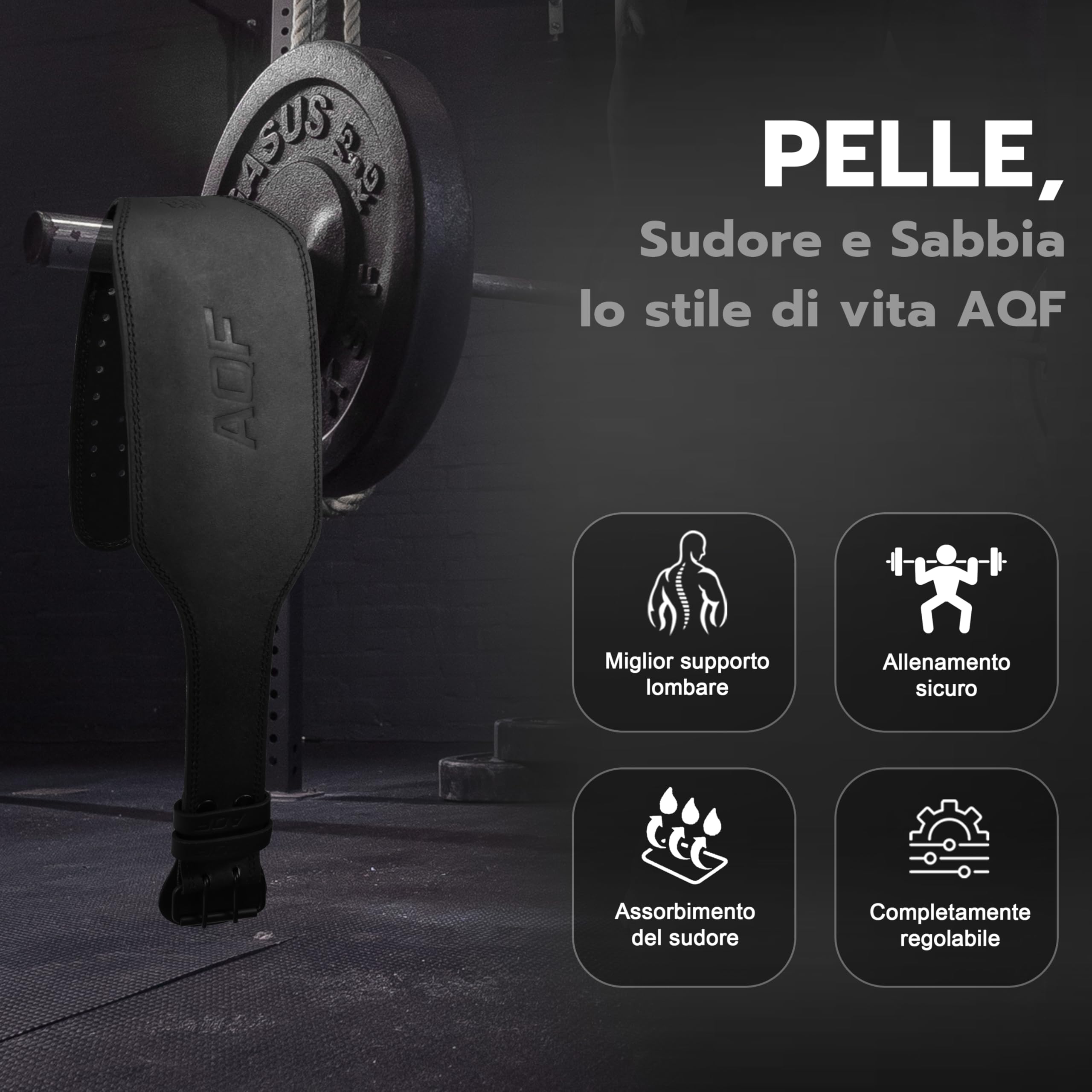 AQF Cintura Palestra, Cintura Powerlifting, 4" & 6" Largo Pelle Cintura Uomo Donna, Cintura Sollevamento Pesi, Cintura Bodybuilding Acciaio Rullo Fibbia Cintura Lombare Squat