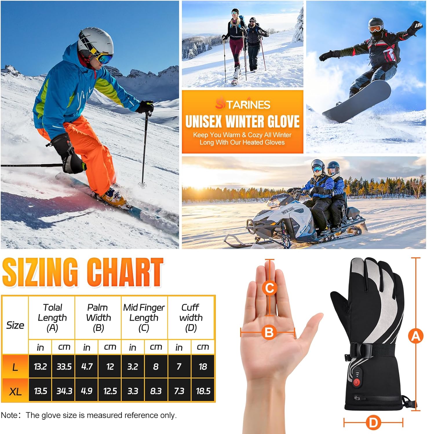 Heated Gloves for Men Women 7.4V Battery Rechargeable Electric Heating Work Gloves Touchscreen Waterproof Hand Warmer for Christmas Winter Outdoor Ski Motorcycle Hiking Camping Hunting Gifts - Image 5