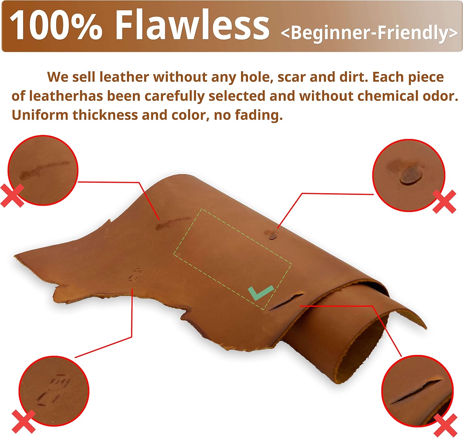 Muse Craft Flawless 12''X24'' 5-6oz Bourbon Brown Tooling Leather Finished Full Grain Cowhide Leather Import A Grade Leather Hide 1.8-2.1mm Tooling Sewing Hobby Workshop Crafting Leather