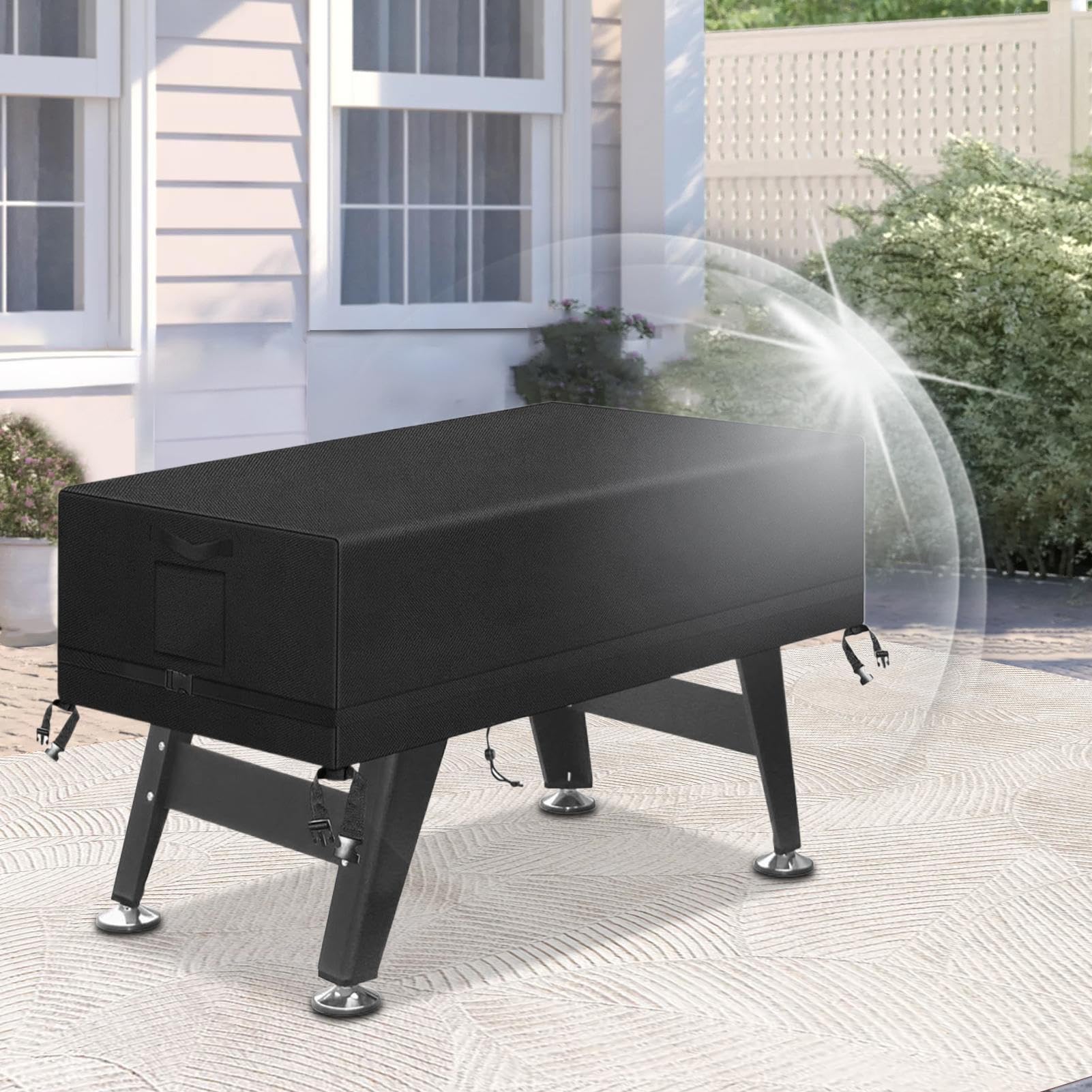 Protección para Mesa de Fútbol, Funda Protectora Para Juego de Futbolín Exterior Con Hebilla Ajustable, Protector de Muebles de Exterior Resistente al Agua y UV para Patio Jardín Terraza